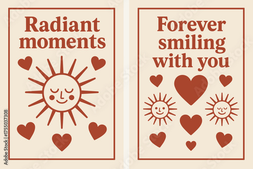 Radiant Moments Banners. Radiant moments. Two vertical A6 banners with safe margins, centered composition, no elements touching edges, retro, red and beige,