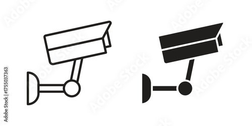 CCTV icon in Line and Silhouette Icon Set. Isolated Vector Illustration.