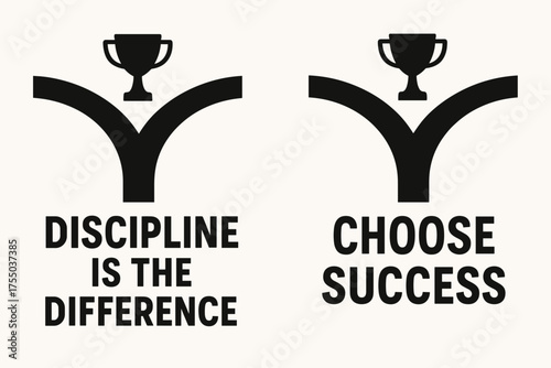 Motivational Banner Design. Motivation. Two vertical A6 banners with safe margins, centered composition, no elements touching edges, flat vector design, black