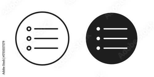 Bulleted list icon in Line and Silhouette Icon Set. Isolated Vector Illustration.
