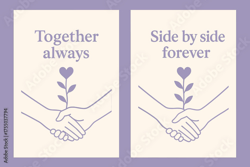 Together Always Banners. Together always. Two vertical A6 banners with safe margins, centered composition, no elements touching edges, minimal, lavender and