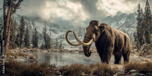 Wooly mammoth in ice age