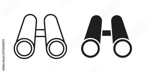 Binoculars icon in Line and Silhouette Icon Set. Isolated Vector Illustration.