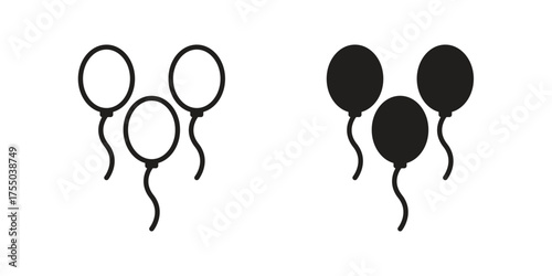 Balloons icon in Line and Silhouette Icon Set. Isolated Vector Illustration.