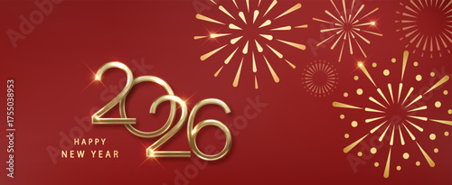 Chinese Happy New Year 2025 banner on red background. Vector illustration.