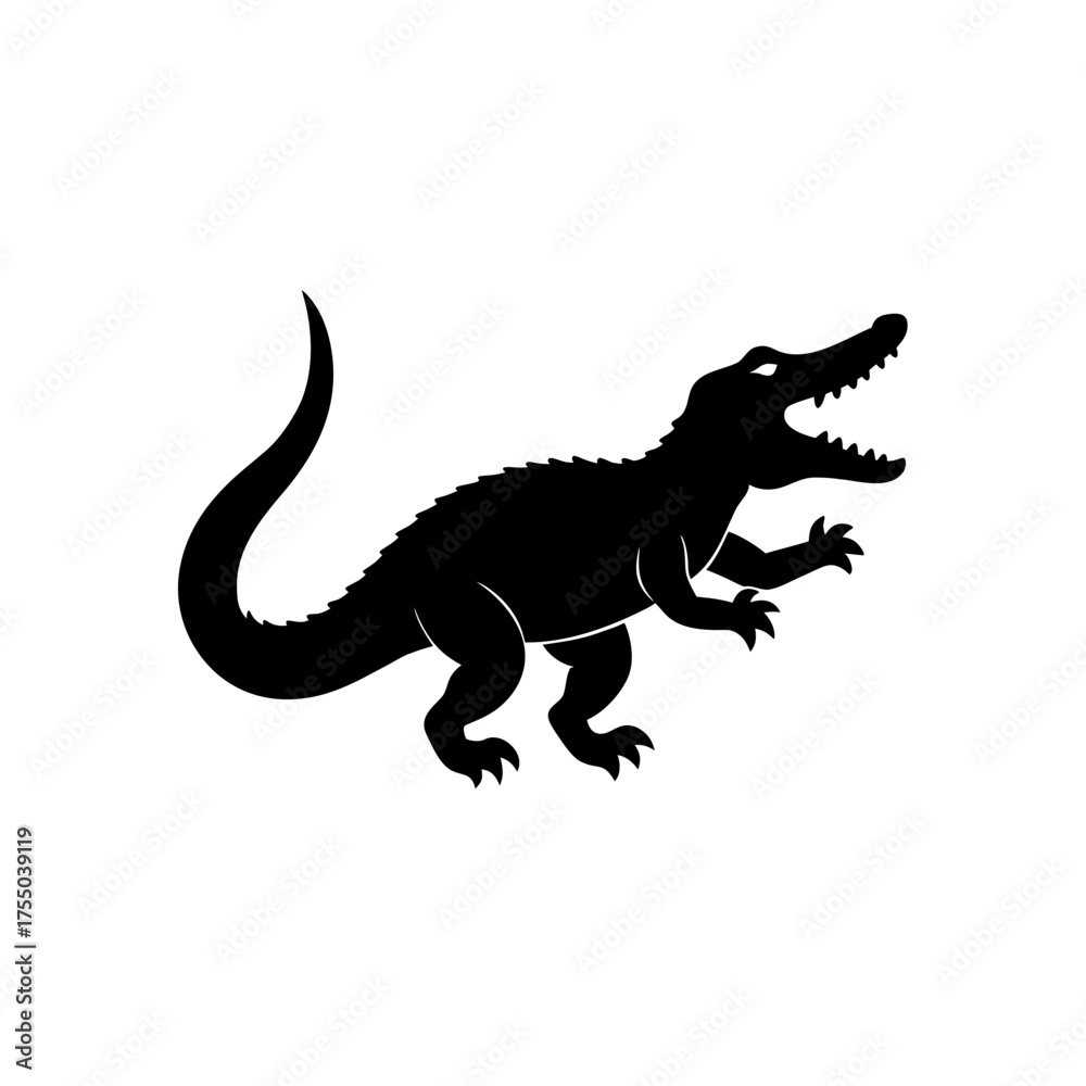 Naklejka premium Silhouette of a fierce gator on transparent background