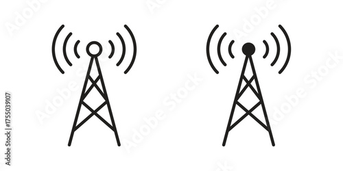 Antenna icon in Line and Silhouette Icon Set. Isolated Vector Illustration.