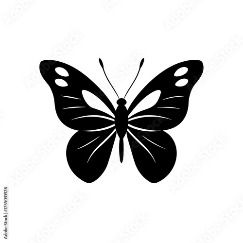 Butterfly silhouette with spots on transparent background