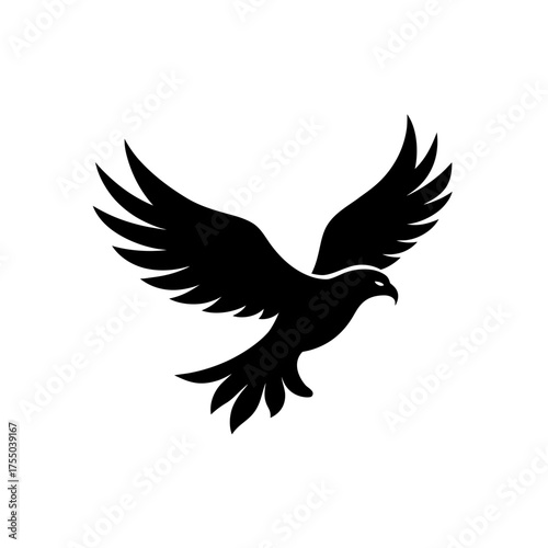 Silhouette of a flying eagle on transparent background