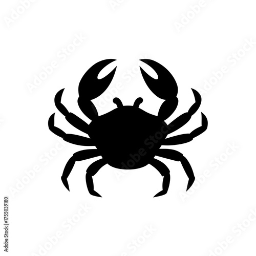 Black crab silhouette on white on transparent background