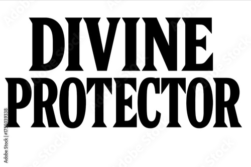 Divine Protector Typography. Divine Protector ? Bold Block Lettering, stacked uppercase with massive outlines and flat shadow, bold geometric serifs, all