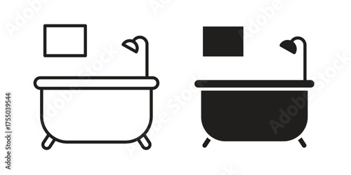 Bathroom icon in Line and Silhouette Icon Set. Isolated Vector Illustration.