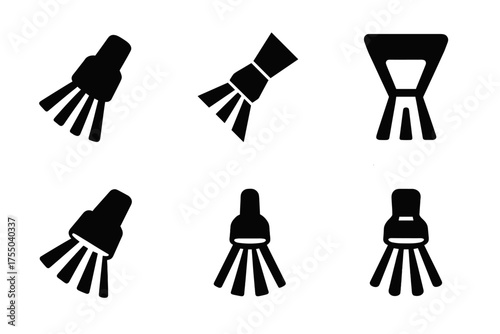 Flashlight Beam Logos. Flashlight Beam. Set Logo of Flashlight Beam: light beams spreading outward. harmonious logo variations of the same emblematic concept,