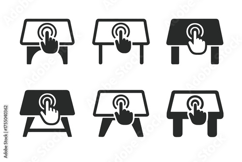 Interactive Art Logos. Interactive digital art installations. Set Logo of Interactive digital art installations: touch-sensitive interface table. harmonious