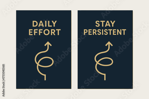 Discipline Banners Design. Discipline. Two vertical A6 banners with safe margins, centered composition, no elements touching edges, modern minimal, navy and