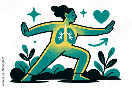Tai Chi Energy Flow. Space Retro Vision. Hand-drawn doodle illustration Flying car, rocket, robot, neon sign, city skyline, space helmet, jetpack, UFO,