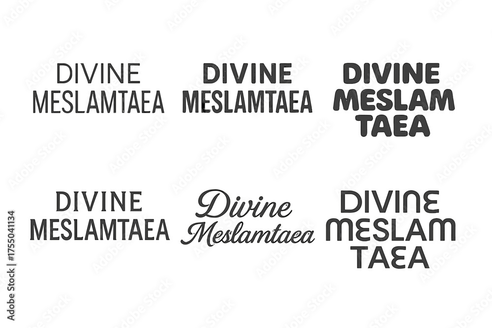 Obraz premium Divine Lettering Variations. Divine Meslamtaea. Set lettering. harmonious lettering variations of the same emblematic concept (Modern minimal
