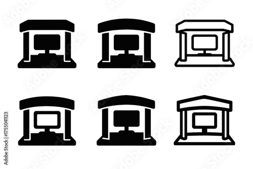 Logo Variations Grid. Hyper-Realistic 3D Presentations. Set Logo of Hyper-Realistic 3D Presentations: virtual trade show booth. harmonious logo variations of