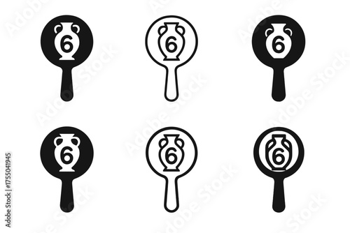 Art Auction Logos. Art and antiquities trading and international auctions. Set Logo of Art and antiquities trading and international auctions: auction paddle
