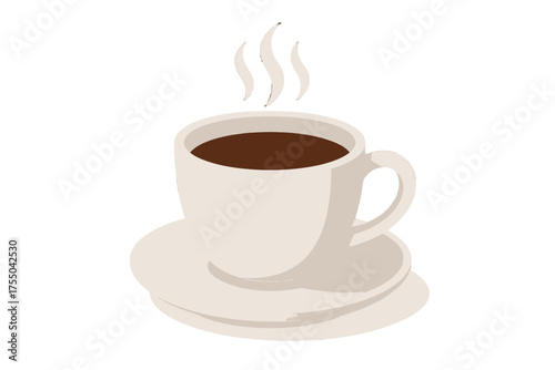 Hot Coffee Cup and Saucer with Steam Rising, a Warm Beverage Illustration