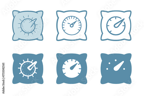 Thermostat Logo Designs. Adjusting the thermostat before bed. Set Logo of Adjusting the thermostat before bed: Thermostat knob with a soft pillow texture