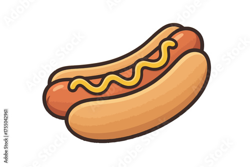 Delicious Hot Dog with Mustard - A Classic American Fast Food Treat