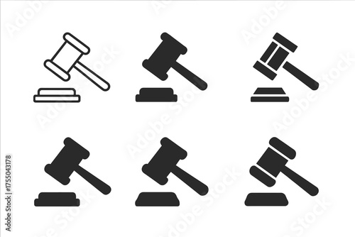 Legal Gavel Logos. Legal teams working on class action suits or civil litigation. Set Logo of Legal teams working on class action suits or civil litigation: