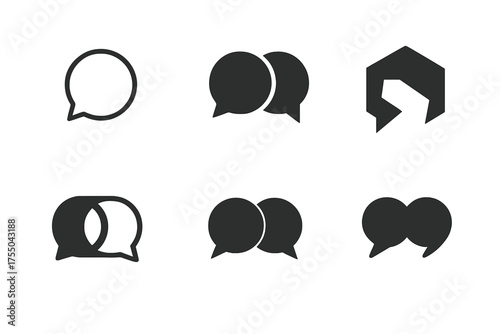 Conversation Starters Logos. Conversation Starters. Set Logo of Conversation Starters: two overlapping speech bubbles. harmonious logo variations of the same