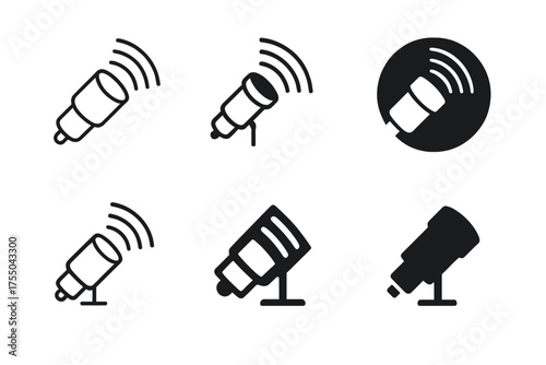 Space Telescope Logos. space telescopes. Set Logo of space telescopes: UV Spectrograph. harmonious logo variations of the same emblematic concept, each with