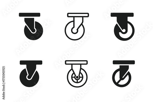 Wheel Mount Logo Designs. Chair leg. Set Logo of Chair leg: caster wheel mount. harmonious logo variations of the same emblematic concept, each with different