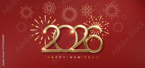 Chinese Happy New Year 2025 banner on red background. Vector illustration.