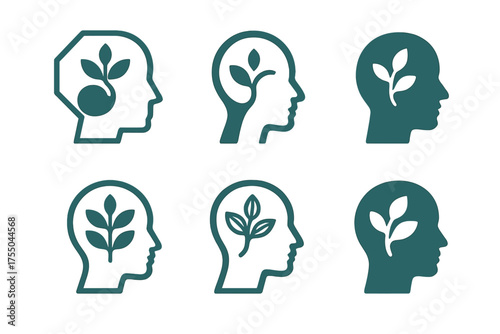 PTSD Therapy Logos. Therapy for PTSD. Set Logo of Therapy for PTSD: abstract mind healing icon. harmonious logo variations of the same emblematic concept, each