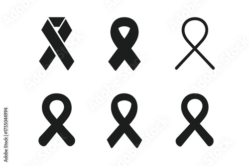 Charity Logo Variations. Charity gifts. Set Logo of Charity gifts: fundraising ribbon. harmonious logo variations of the same emblematic concept, each with