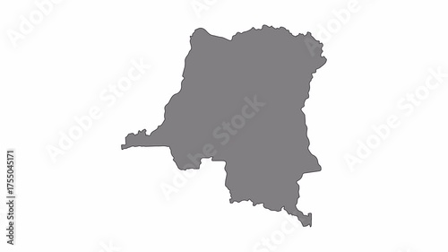 Congo map animation with black line drawing and smooth transition to solid fill on transparent background, symbolizing geography and modern design.