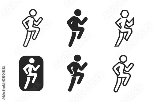 Dynamic Stretch Logos. A Person Warming Up for a Workout with Dynamic Stretches. Set Logo of A Person Warming Up for a Workout with Dynamic Stretches: high
