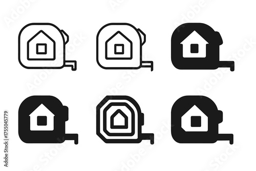 Renovation Logo Variations. Home renovation and construction services. Set Logo of Home renovation and construction services: measuring tape. harmonious logo
