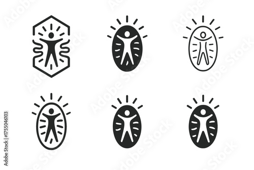 Biohacking Logo Concepts. Biohacking and improving human performance. Set Logo of Biohacking and improving human performance: sleep tracker (moon & zzz).