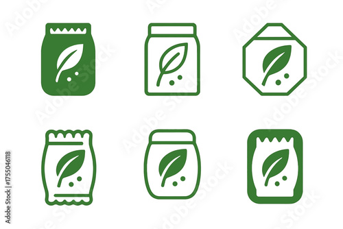 Sustainable Fashion Logos. Designing clothes using biodegradable smart fabrics. Set Logo of Designing clothes using biodegradable smart fabrics: plant-based