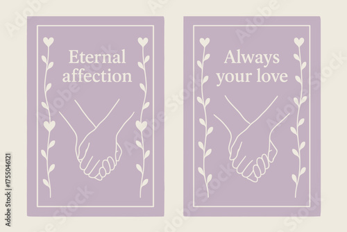 Eternal Affection Banners. Eternal affection. Two vertical A6 banners with safe margins, centered composition, no elements touching edges, minimal, lavender