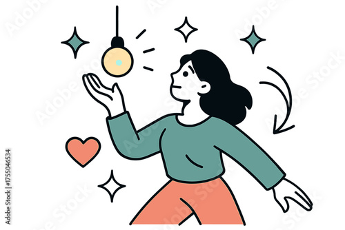 Glow Dot Pendant. Tiny shine. Glowing minimalist pendant shaped like a small glowing dot, simple yet striking. Floating icons of sparkle, star, and heart