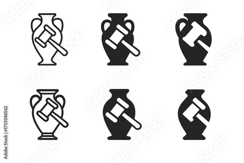 Auction Logo Variations. Art and antiquities trading and international auctions. Set Logo of Art and antiquities trading and international auctions: auction