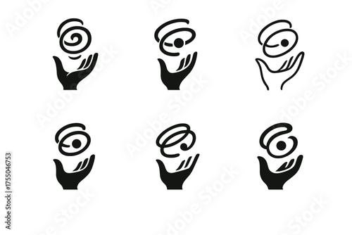 Harmonious Logo Variations. Interactive digital art installations. Set Logo of Interactive digital art installations: motion sensor sculpture. harmonious logo
