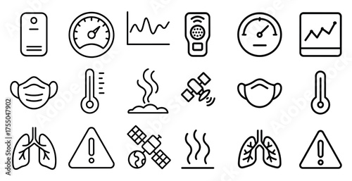 Medical and health line icons set – outline, flat, healthcare and wellness symbols