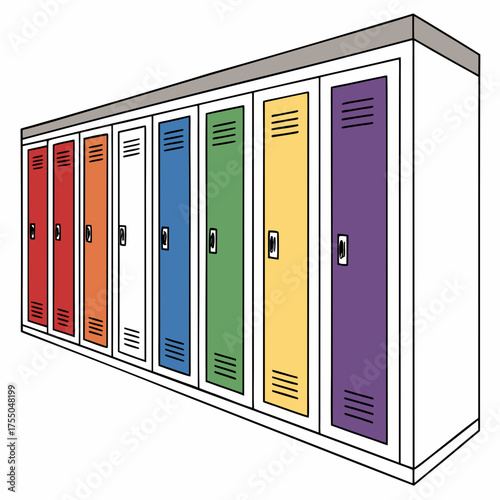 Vector art of row of lockers isolated on white