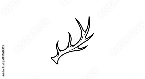 Vector art of deer antler illustration in black and white style