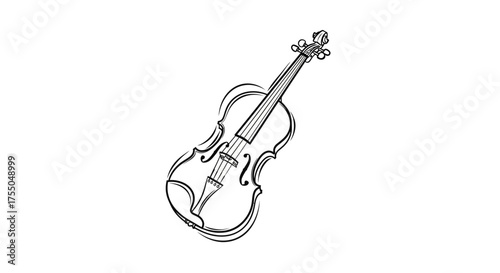 Vector art of hand drawn violin, a stringed musical instrument