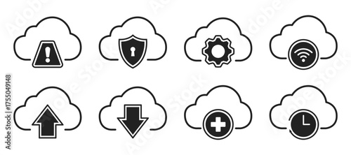 Cloud services vector icon set