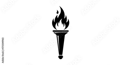Vector art of torch with a flame in black and white style