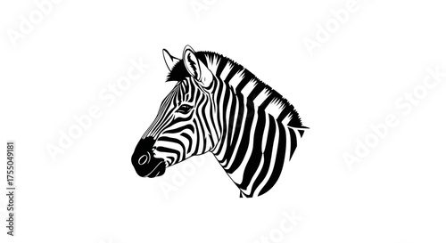 Vector art of zebra head in black and white vector style