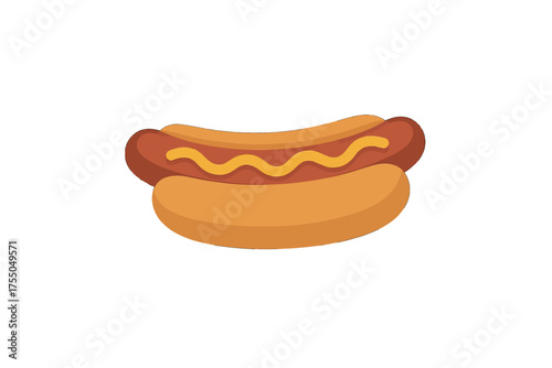 A delicious hot dog in a bun with mustard, a classic and satisfying fast food option perfect for any occasion